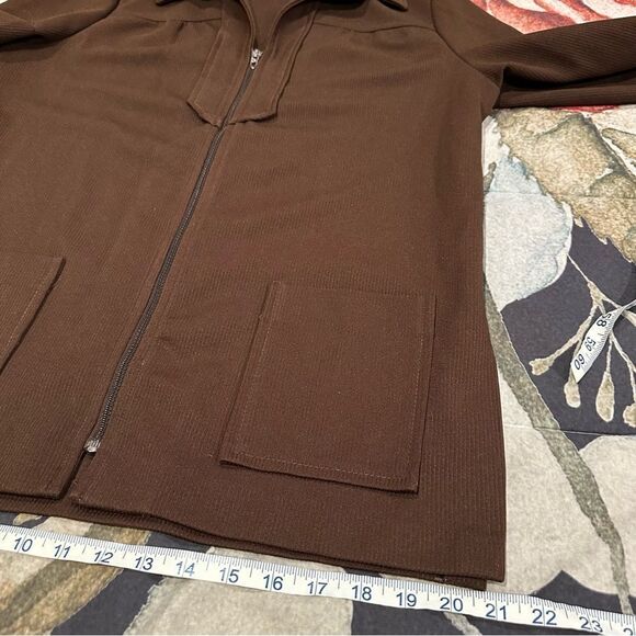 Vintage unisex 70s Pykettes shirt jacket / cardigan style top w/collar & zipper - Picture 9 of 14